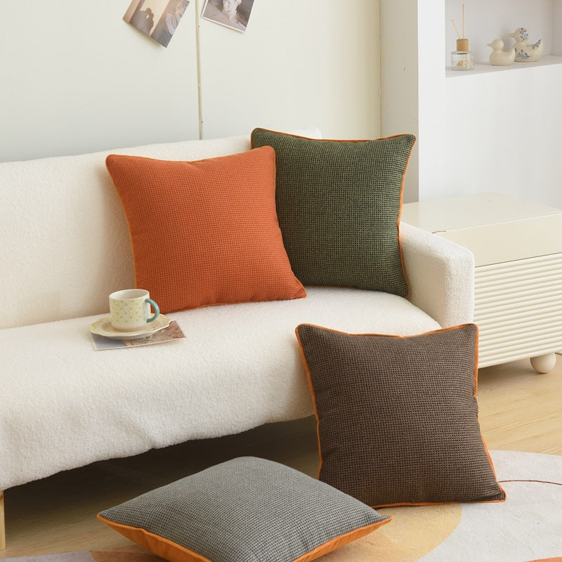 Cotton Linen Cushion Cover - Modern Geometric Design, 45x45cm, Multiple Colors