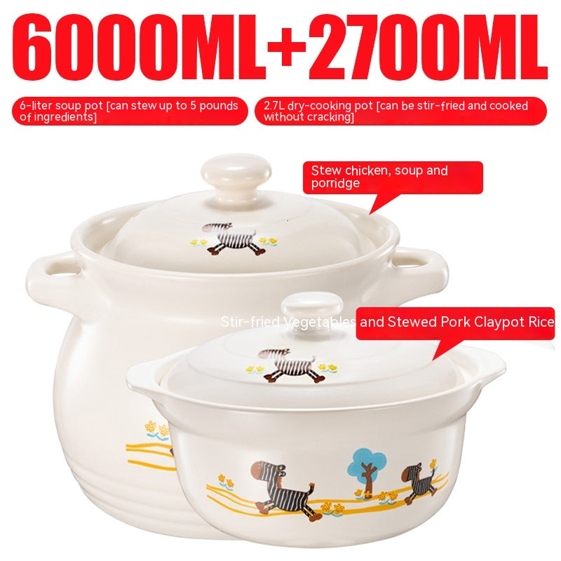 High-Temperature Ceramic Casserole Stew Pot with Cover - Kitchen & Home Storage