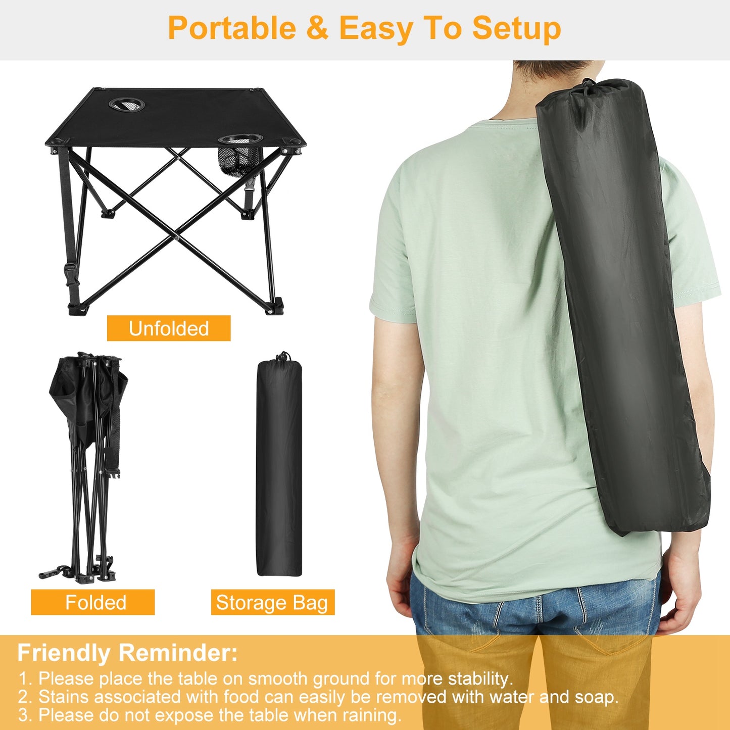 Portable Folding Camping Table with Cup Holders - Multiple Colors & Sets