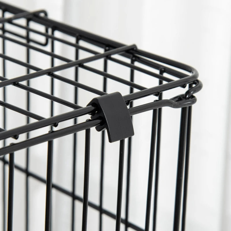 Small Animal Cage with Lockable Wheels, Slide-Out Tray for Rabbits, Chinchillas, Ferrets - Black