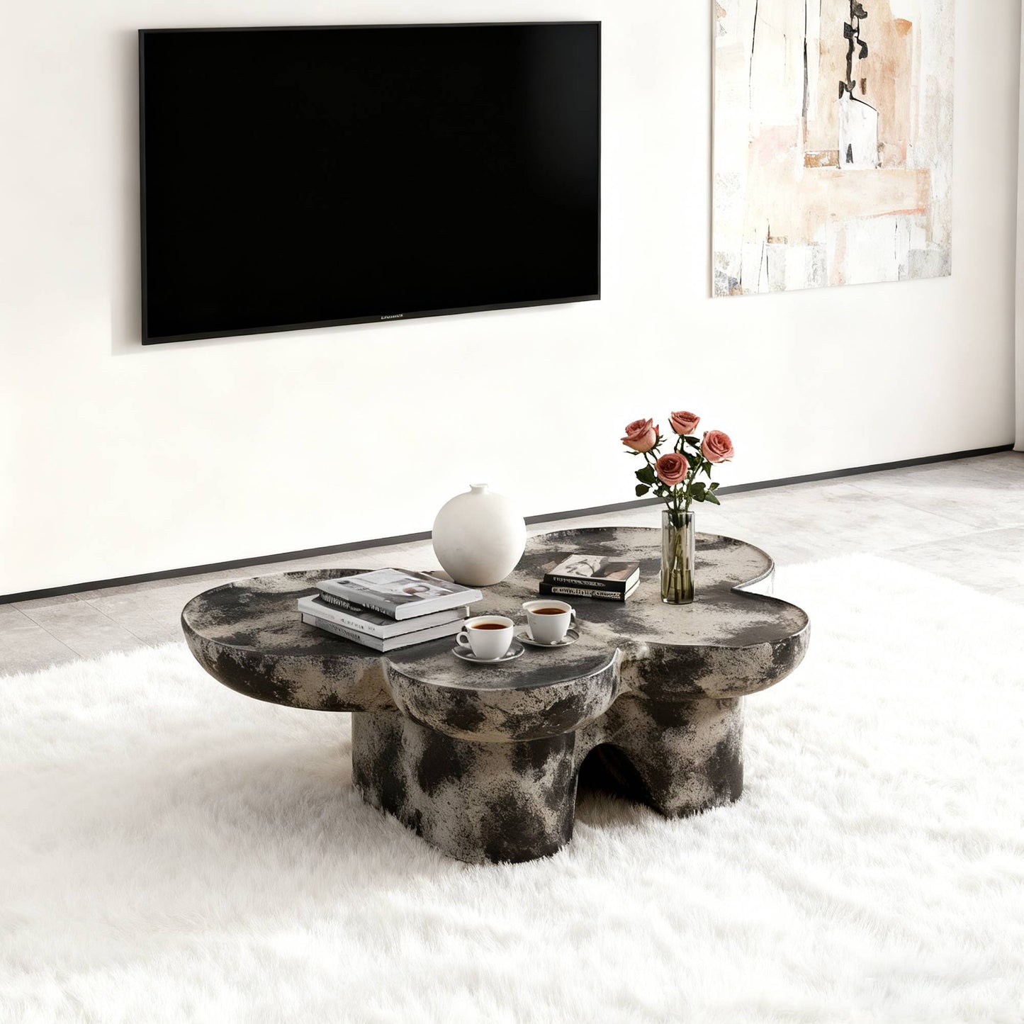 Butterfly Design Style, Coffee Table, Imitation Natural Limestone