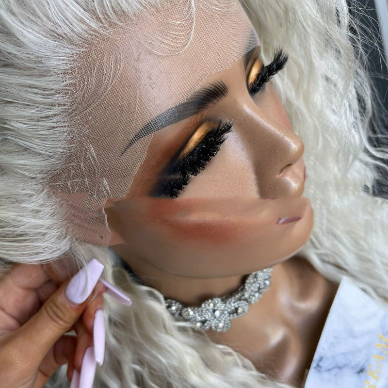 Women's Lace-Front Synthetic Hair Wigs with Long Curly Hair - Multiple Sizes