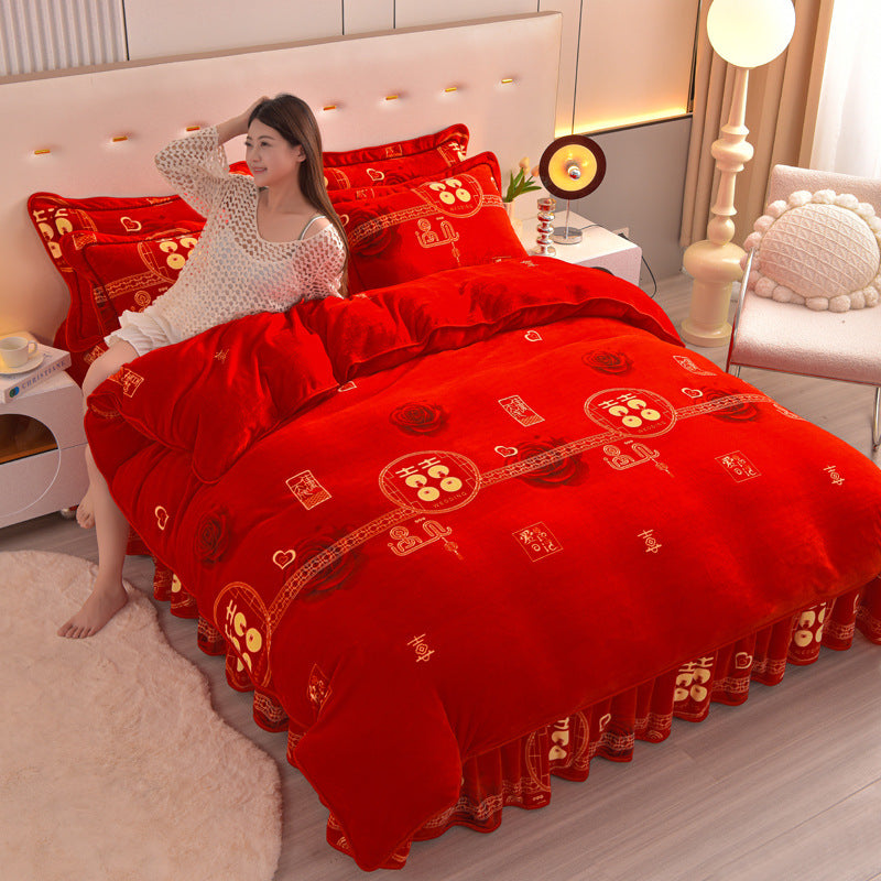 Double-Sided Milk Fiber Bedding Set - Extra Thick Home Textiles