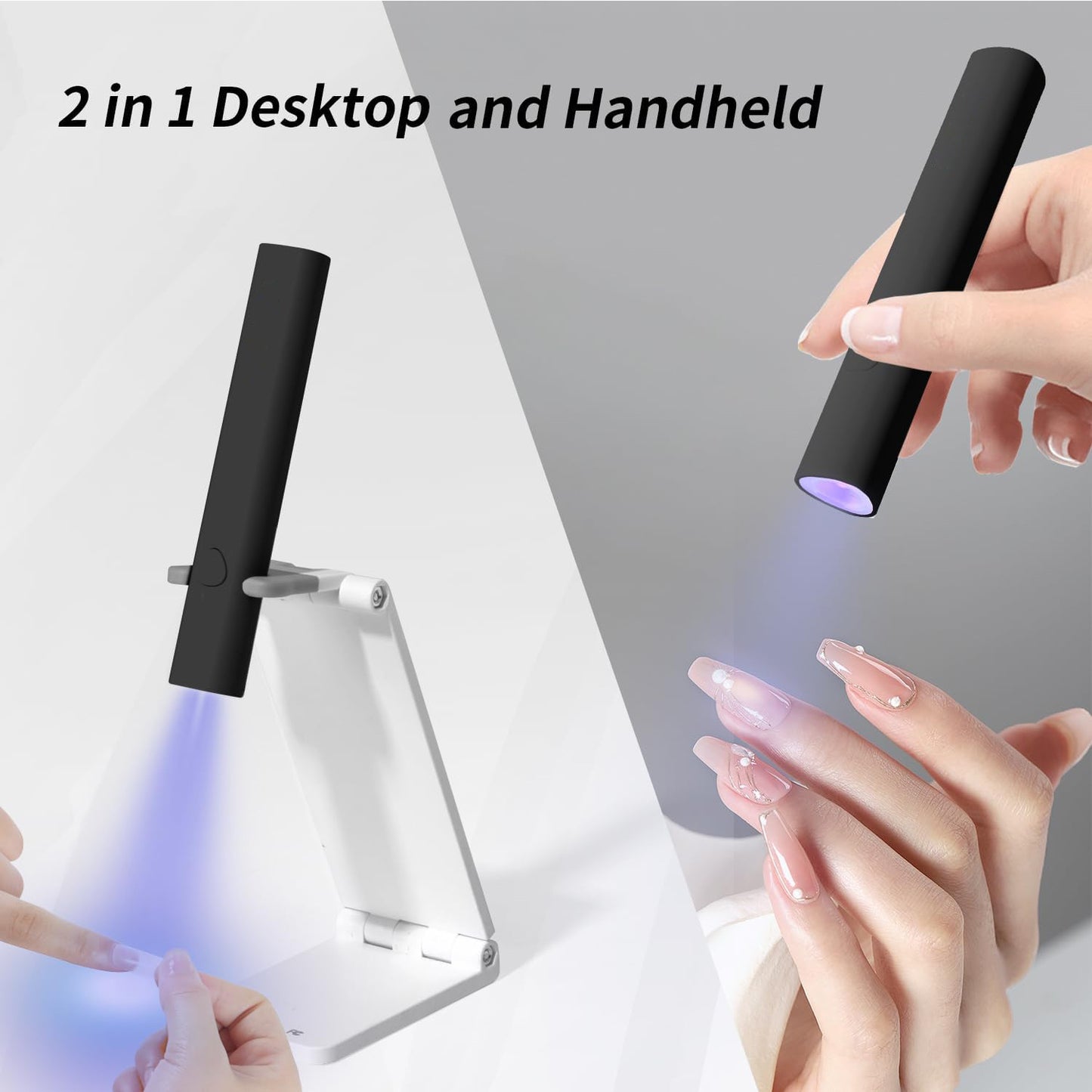 Portable Mini UV LED Nail Lamp with Foldable Stand - Rechargeable Cordless