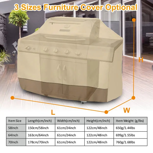 210D Waterproof Outdoor BBQ Grill Cover - 70 Inch Beige