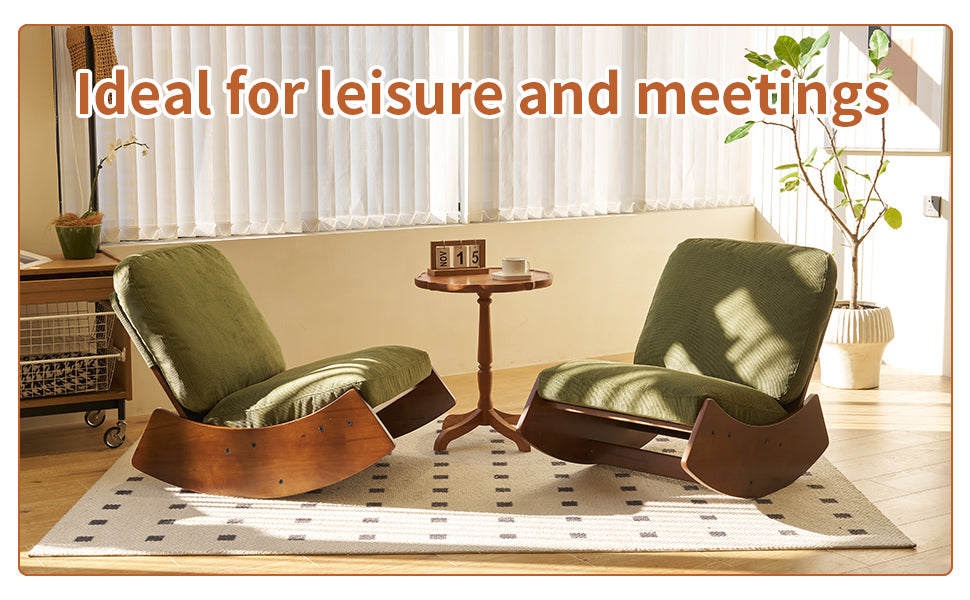 Comfortable Green Glider Rocking Chair with Solid Wood Frame