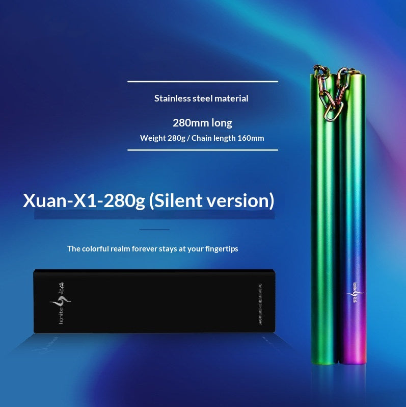 Stainless Steel Gradient Color Nunchaku Training Equipment for Martial Arts