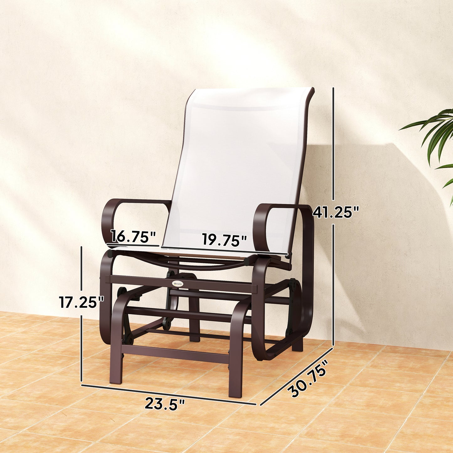 Outdoor Glider Chair Set of 2 - Lightweight Metal & Mesh, Beige