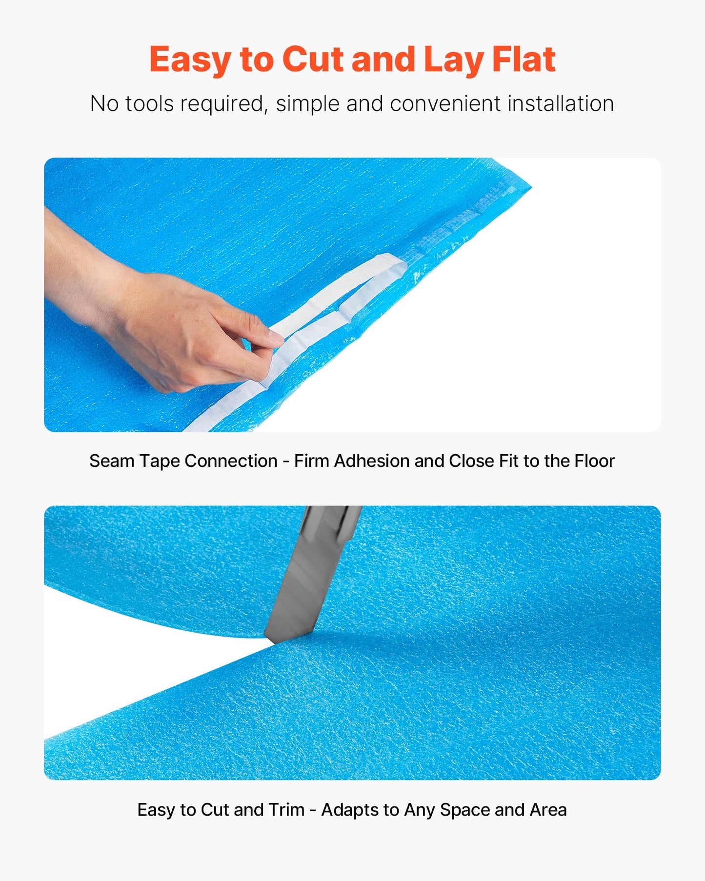 Heavy Duty Foam Floor Underlayment 600 Sq. Ft. Waterproof Soundproofing Padding with Tape