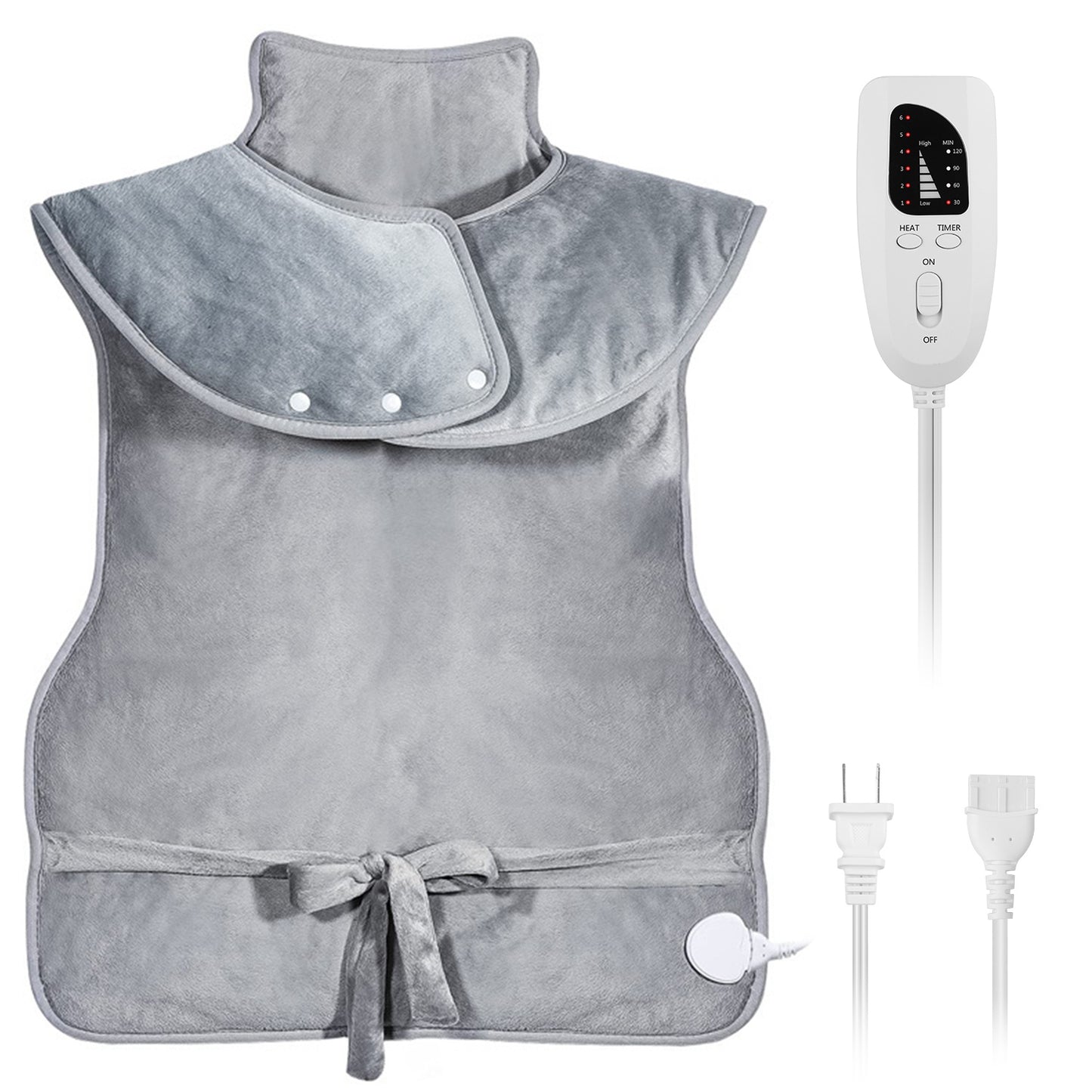 Electric Heating Wrap for Neck and Shoulder Pain Relief - Grey