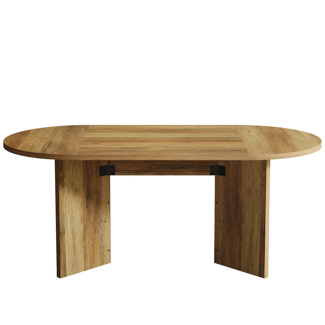 Spacious Oval Kitchen Table - Brown Farmhouse Design