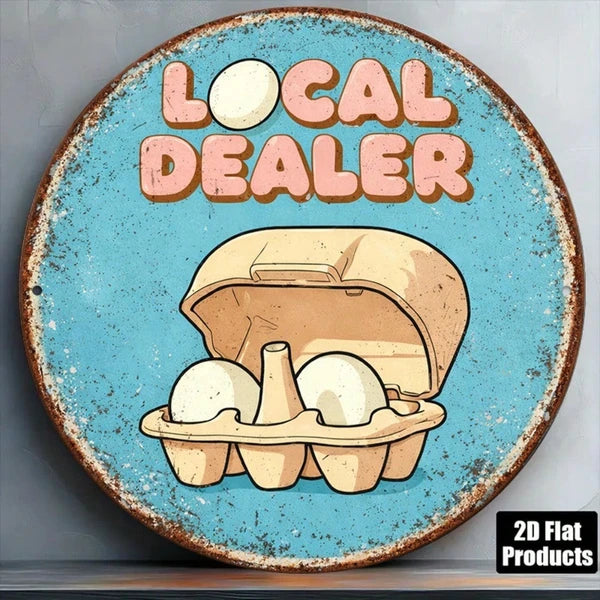 Vintage Fresh Eggs Farm Sign - 8x8 Inch Metal Plaque