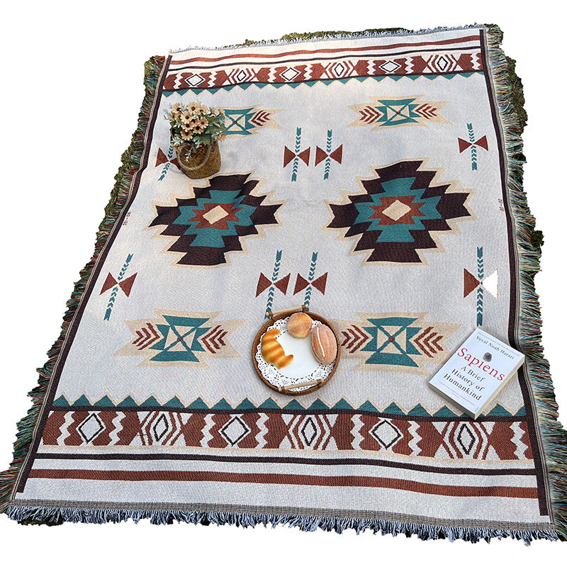 Bohemian Outdoor Camping Rug - Knitted Chenille Picnic Mat for Garden & Patio
