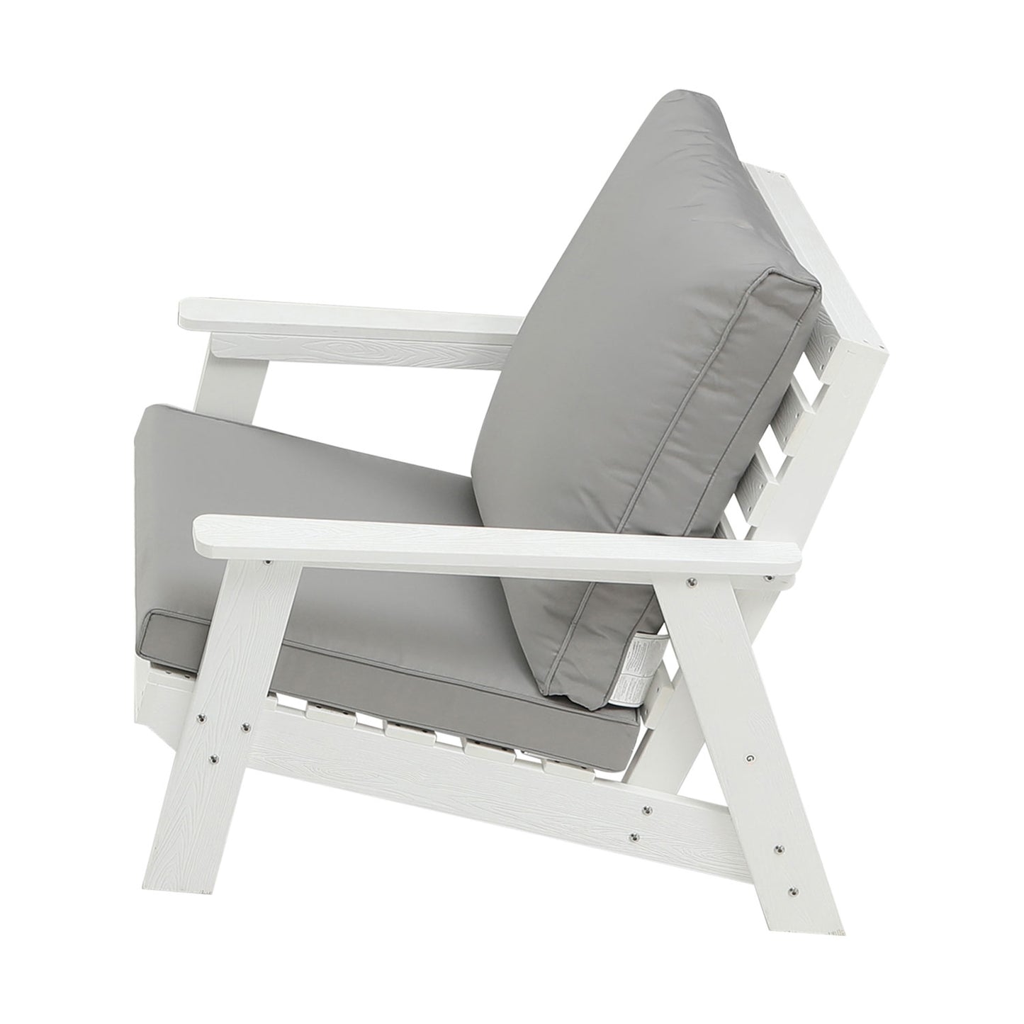 All-Weather Outdoor Single Sofa with Cushion - White/Grey