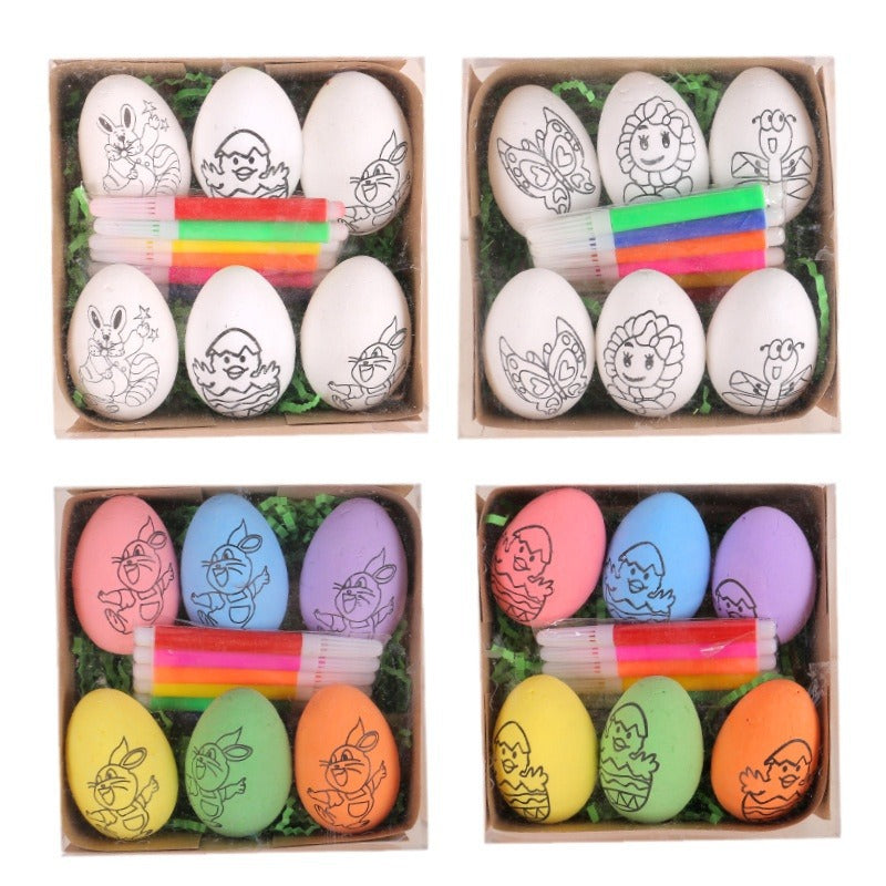 Easter Hand-Painted Egg Decorations Set - Multiple Styles & Sizes