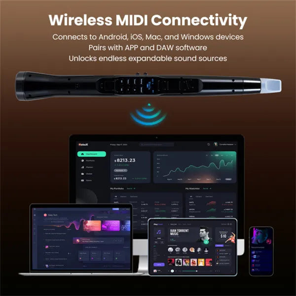 Portable Wireless MIDI Saxophone - 100 Tones, Hi-Fi Speaker
