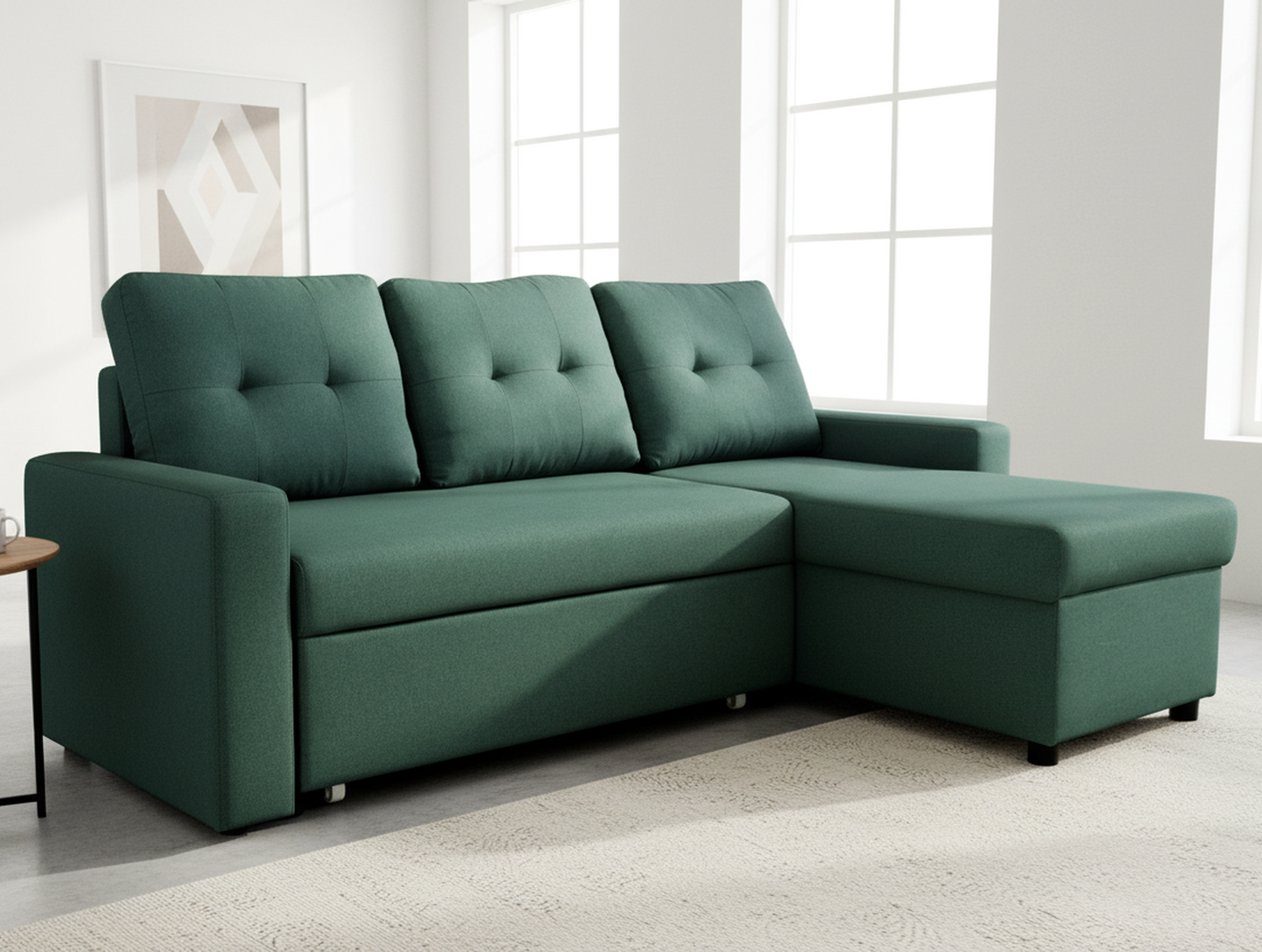 Convertible L-Shaped Sectional Sleeper Sofa Bed, Stylish Apartment