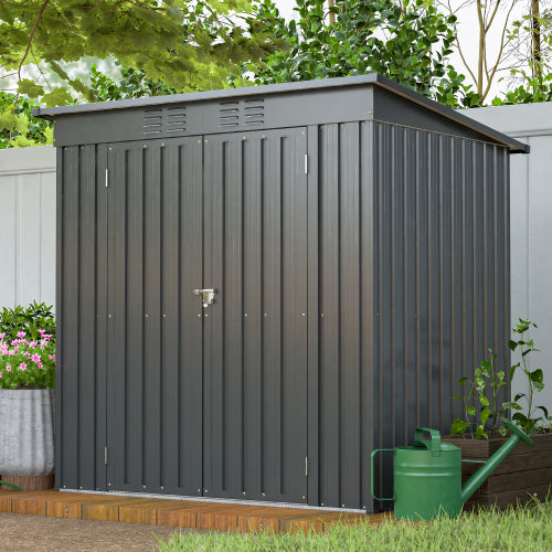 6 Ft x 4 Ft Outdoor Metal Storage Shed with Double Doors and Padlock