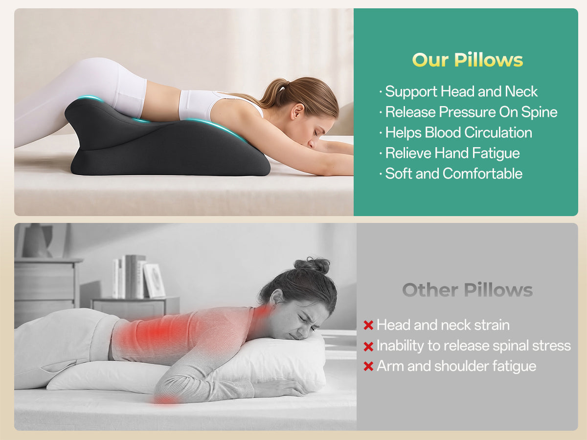 Ergonomic Memory Foam Support Pillow for Couples - Black