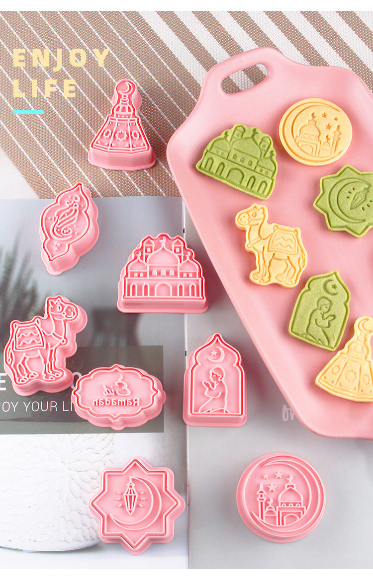 8-Piece Cookie Mold Set for Baking and Cake Decorating - Plastic Irregular Shapes