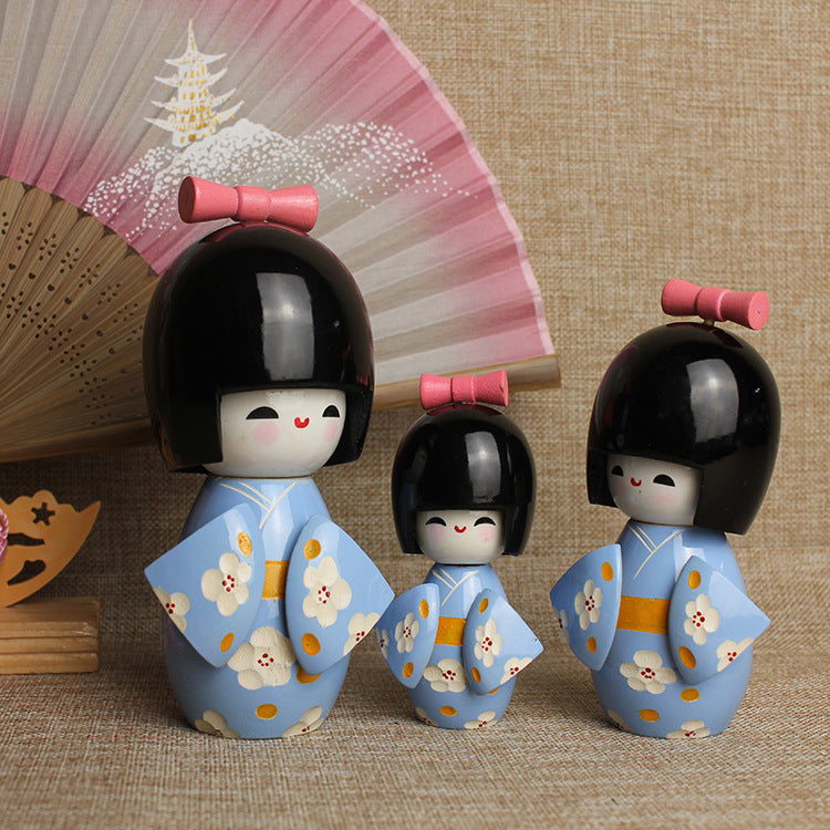 Japanese-Style Kimono Doll for Sushi Restaurant Decor - Handmade Wooden Figurine