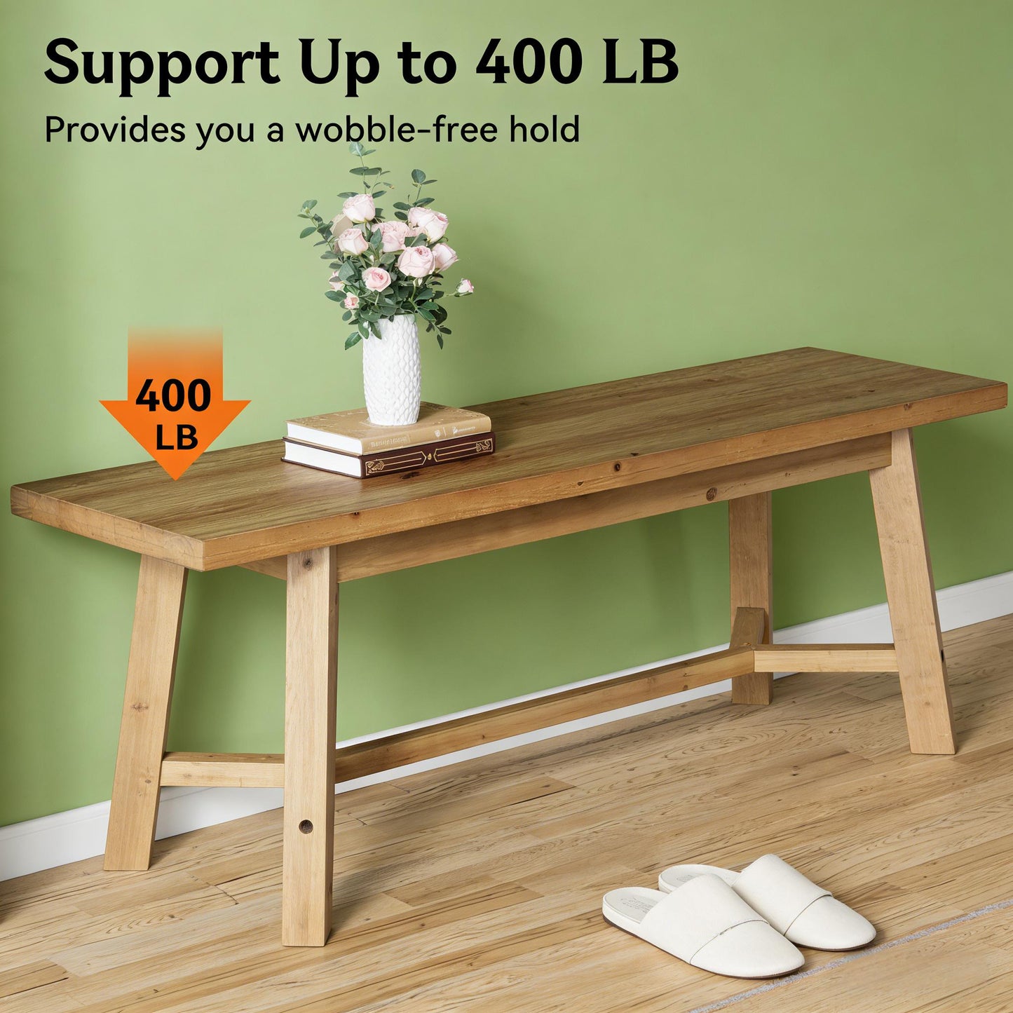 Rustic Entryway Bench - 55-Inch Solid Wood Shoe Storage