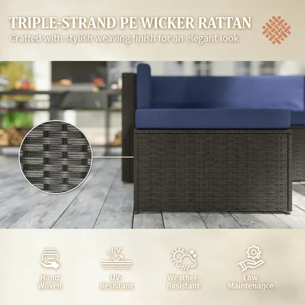 Three-Piece Outdoor Wicker Patio Furniture Set with Cushions