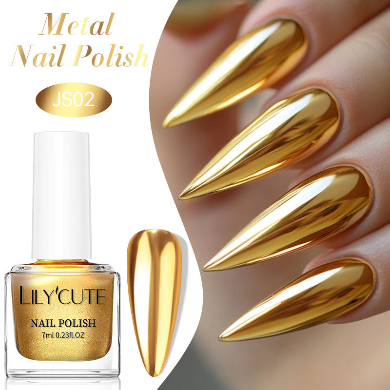 Quick-Dry Metallic Mirror Nail Polish No Baking Required - Water & Oily Resistant