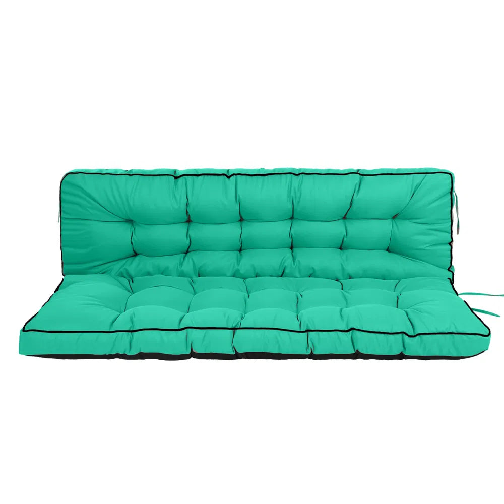 55-Inch Waterproof Outdoor Swing Cushion with Backrest - Blue