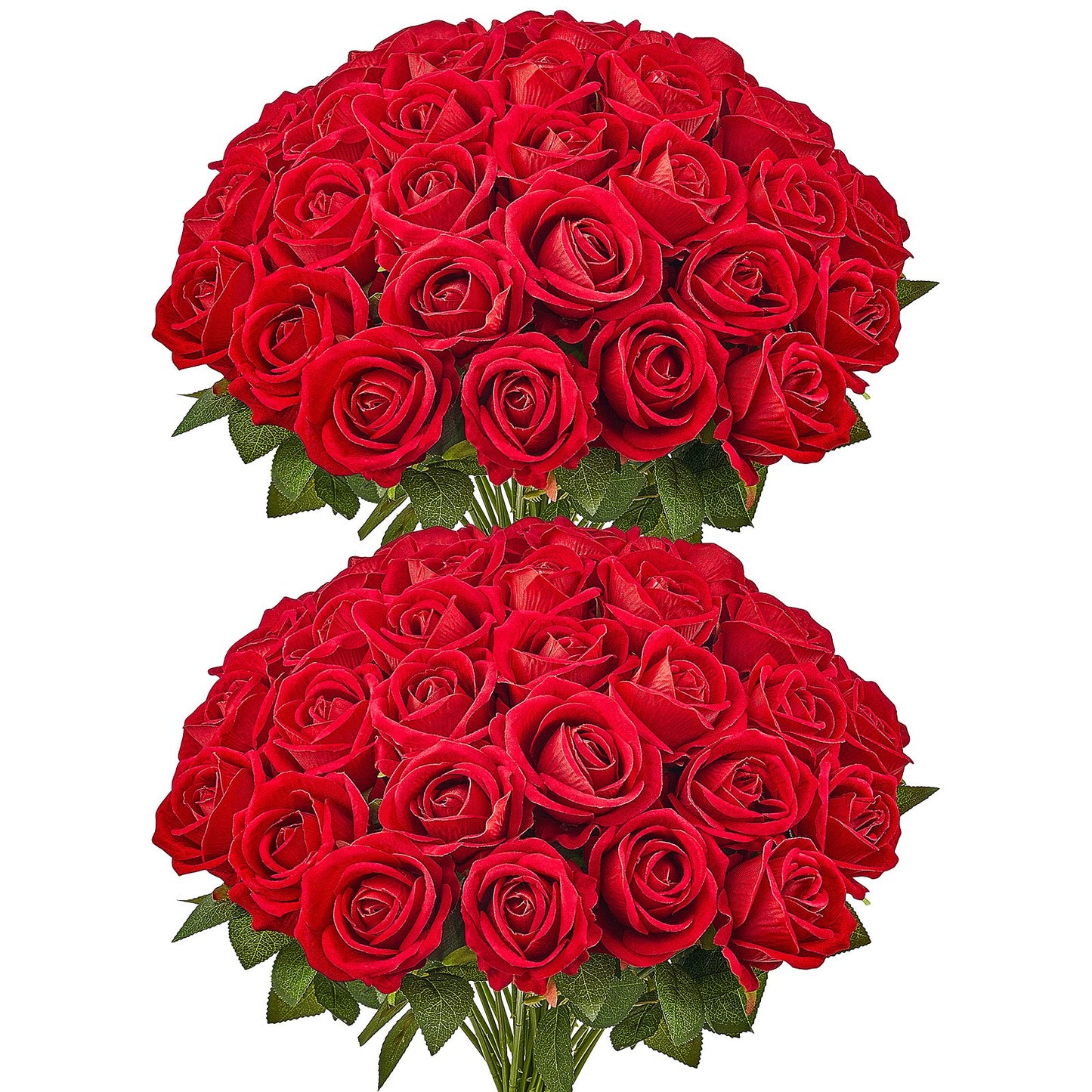 Artificial Red Rose Bouquet - 60 Lifelike Flowers for Home Decor & Weddings