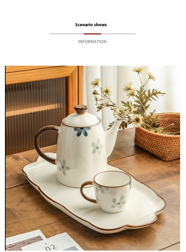Ceramic Water Cup and Kettle Set - Hand-Painted Drinkware for Home & Kitchen
