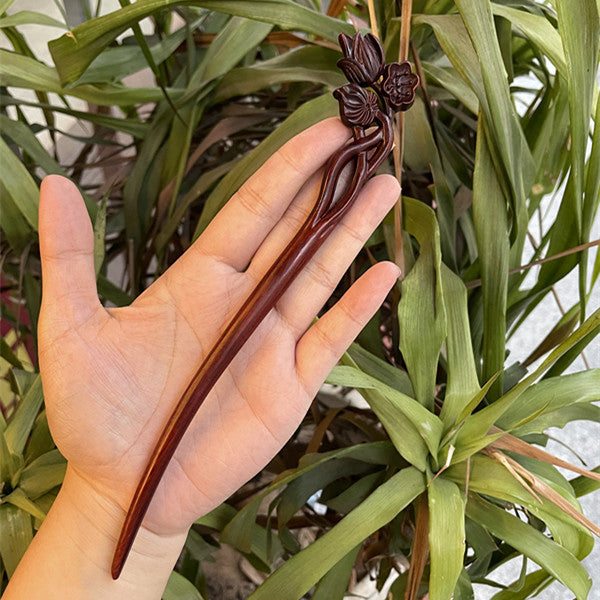 Ebony Antique Carved Hairpin