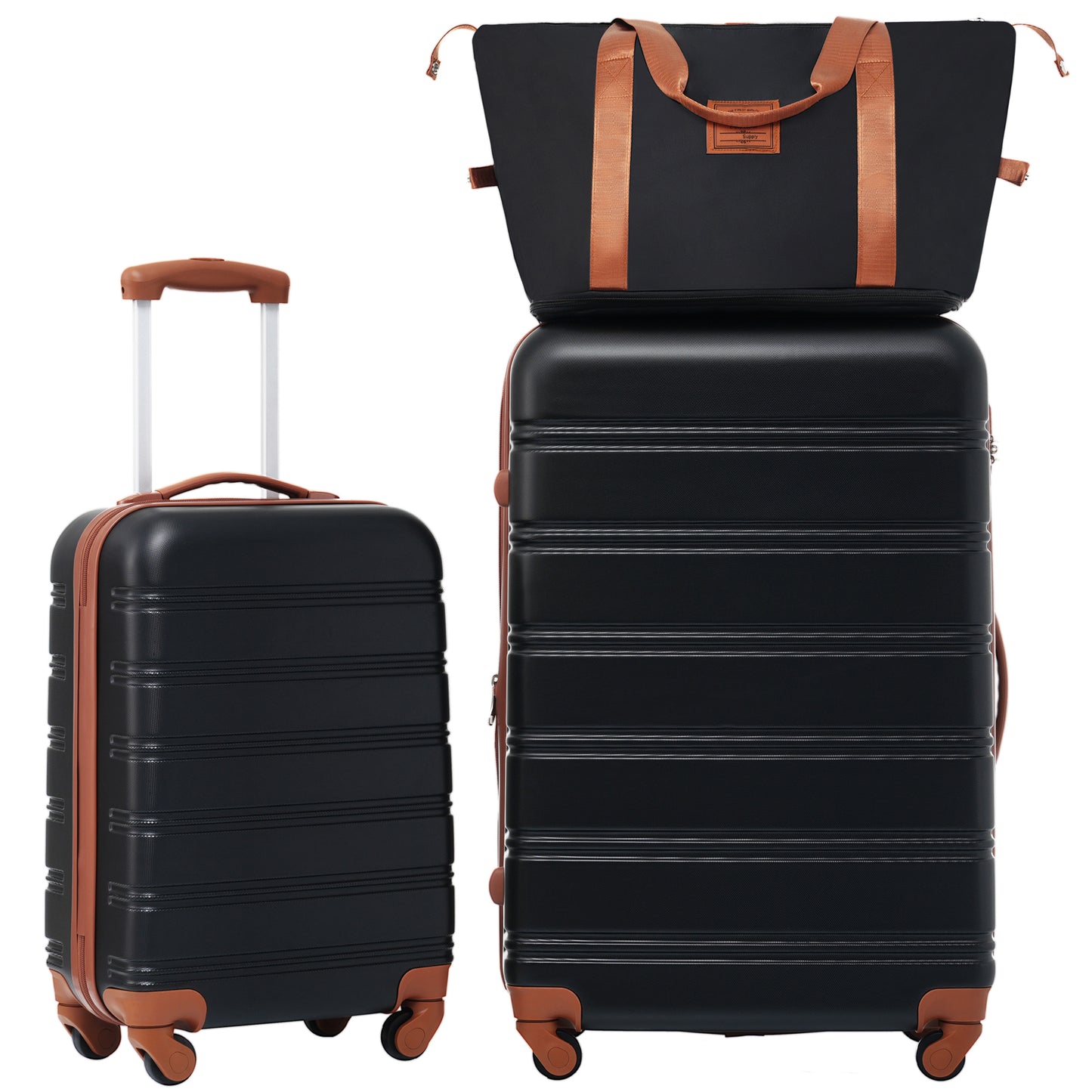 Lightweight Hardshell Luggage Set - 20" & 28" Spinner Suitcases with TSA Lock - Black & Brown