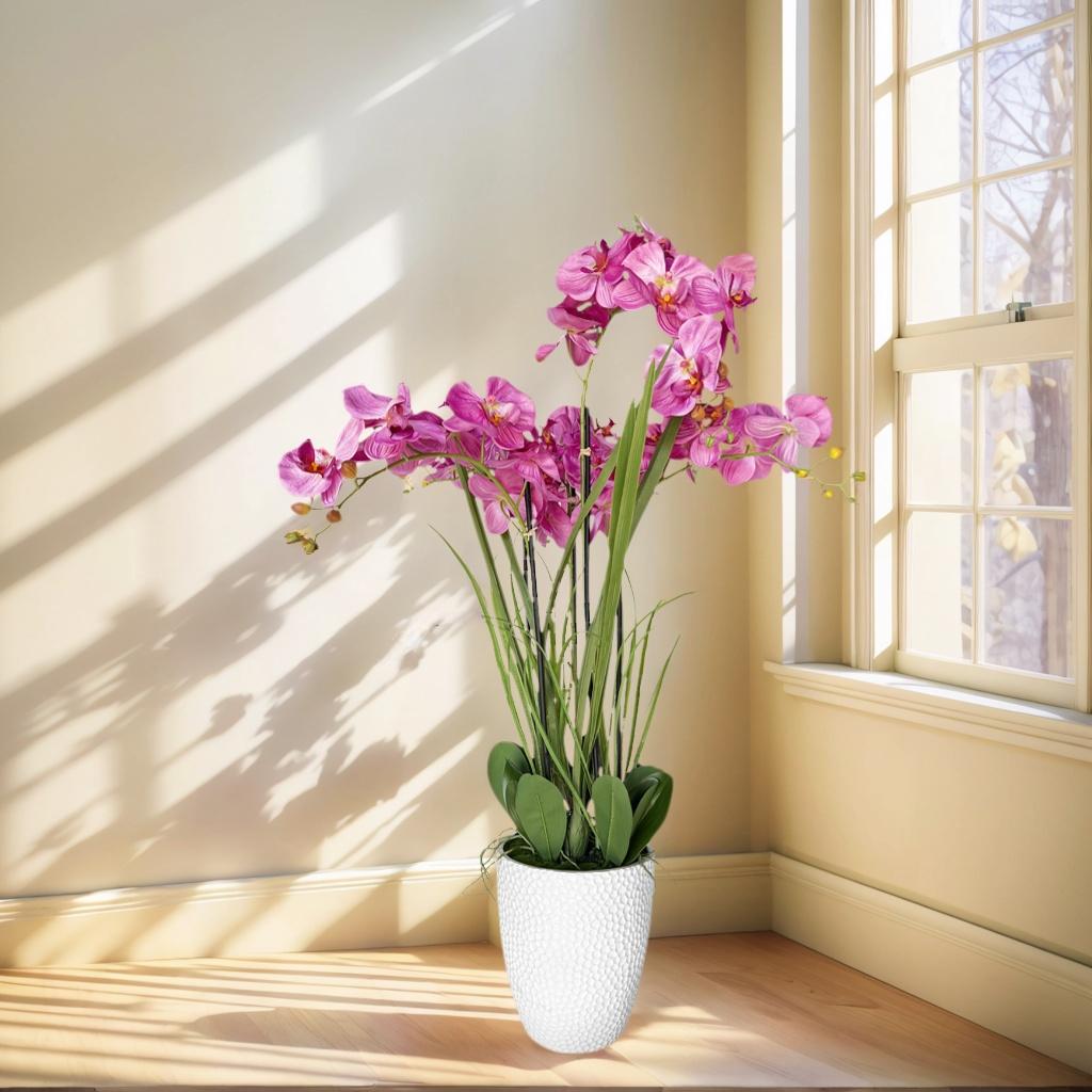 Artificial Orchid Arrangement - Vibrant Magenta Floral Decor