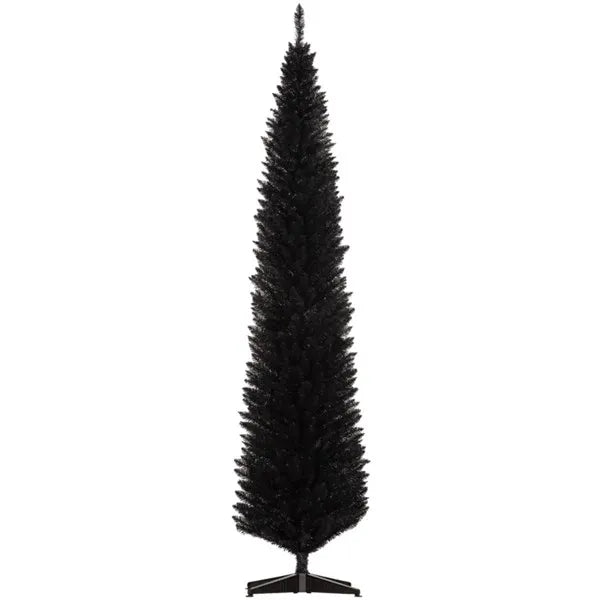 8ft Slim Pencil Black Artificial Christmas Tree - 618 Branches