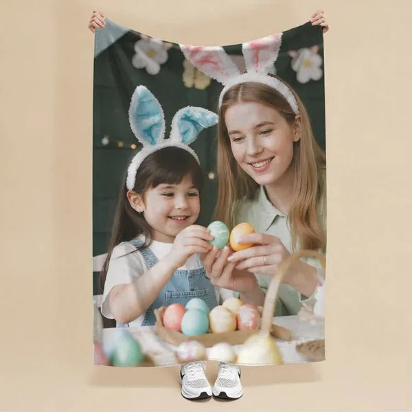 Custom Photo Flannel Blanket - Personalized Gift for Mother's Day