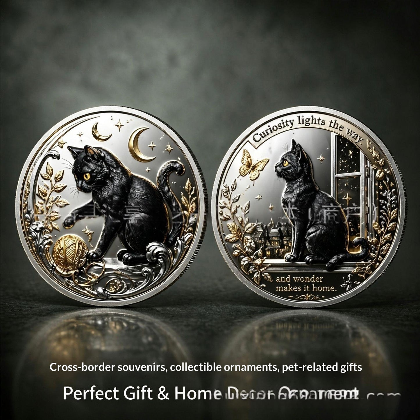 Black Cat Lunar Phase Collectible Coin - Silver & Gold Variants