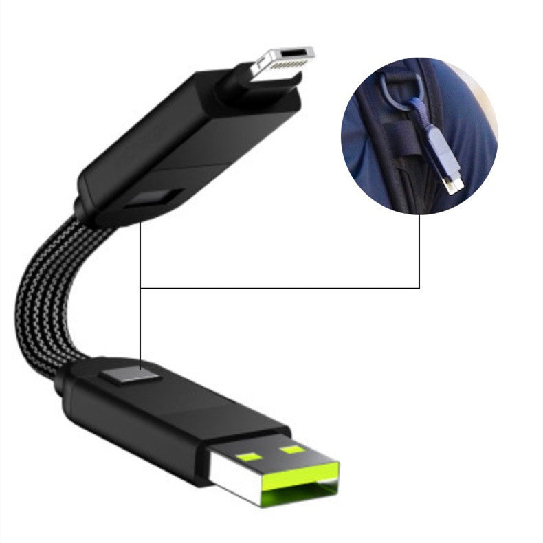 6-in-1 Portable Data Cable Keychain with 100W PD Charging & Sync