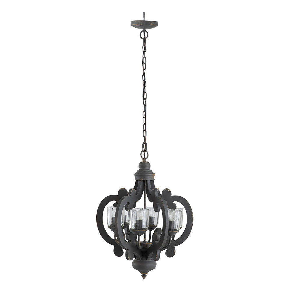 Farmhouse Chandelier, 6-Light Wood Chandelier Pendant Light Fixture