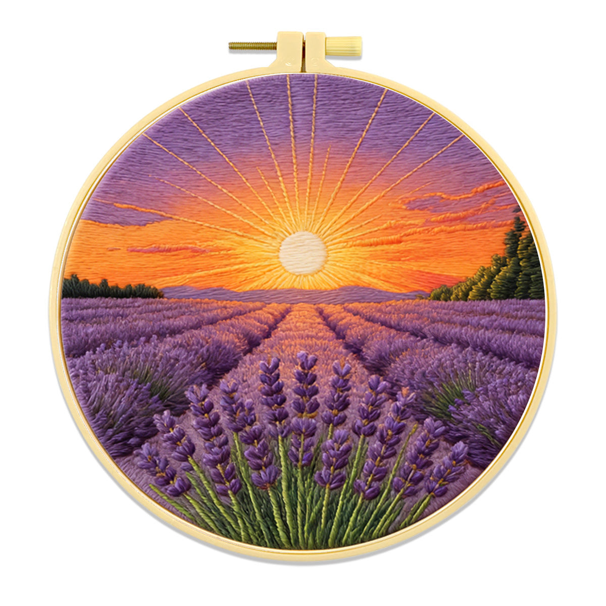 Lavender Embroidery Kit for Home Decor - Cotton Fabric, 29x29 cm