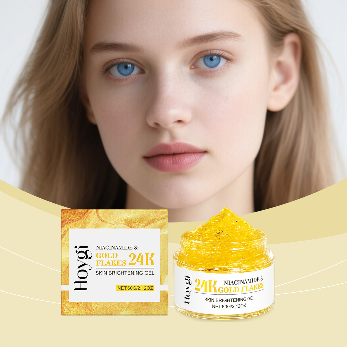 Niacinamide 24K Gold Foil Moisturizing Gel - 60g Hydrating Face Care
