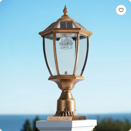 Golden Solar Powered Outdoor Lantern - Vintage Garden Light for Pathways & Yards - Bronze
