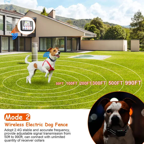 Wireless Dog Training Collar with Remote 990FT Range Waterproof Shock Vibration Beep