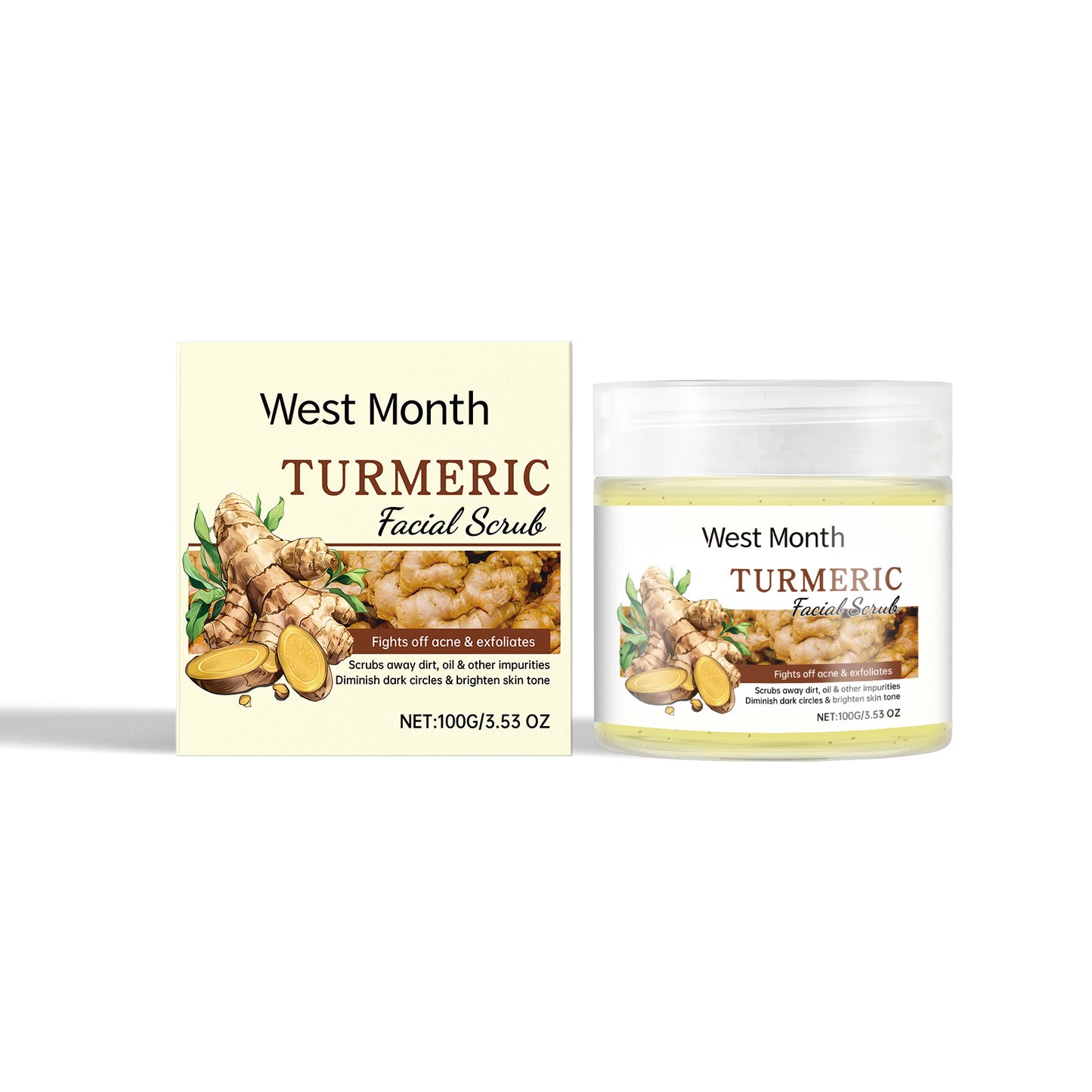 Turmeric Facial Scrub Exfoliating Cleanser for Brightening & Smoothing