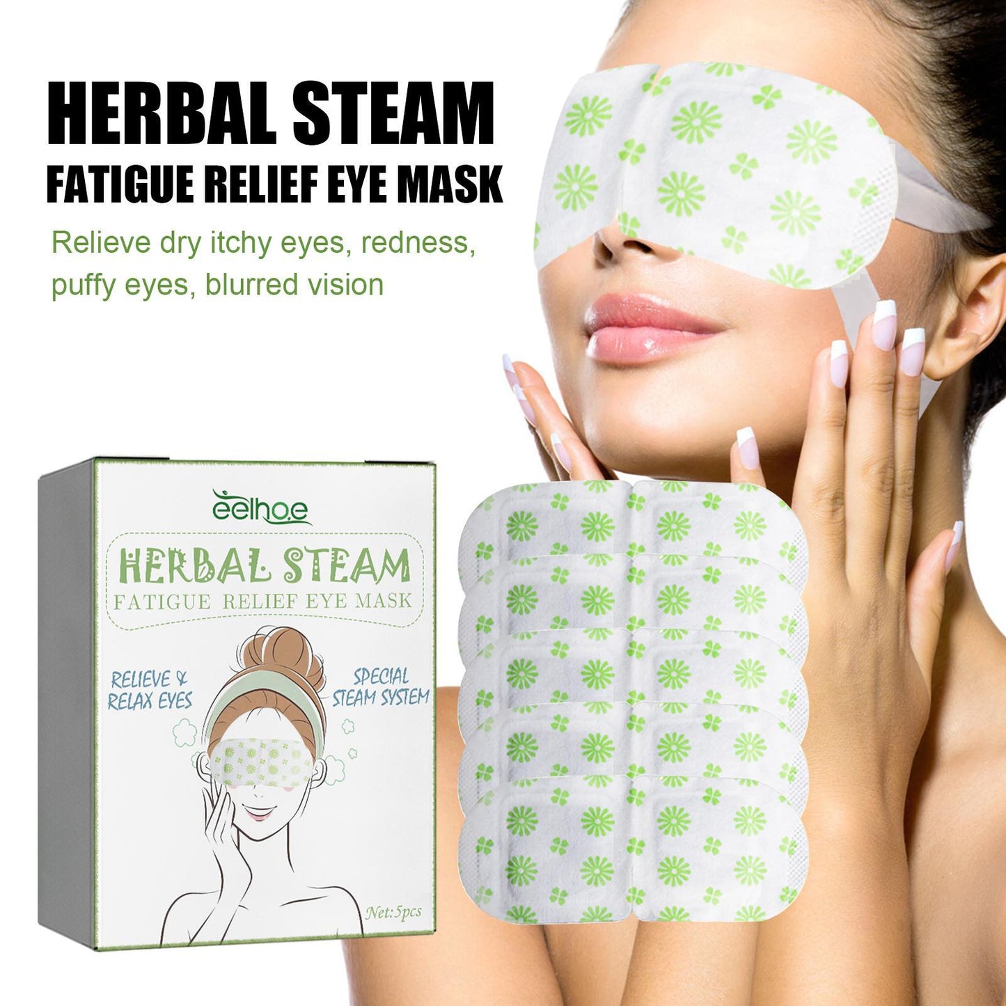 5-Pack Self-Heating Steam Eye Mask for Fatigue Relief