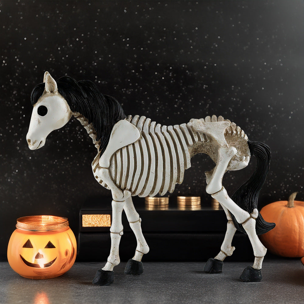 Halloween Skeleton Horse Ornament Resin Decorations for Holiday Home Decor