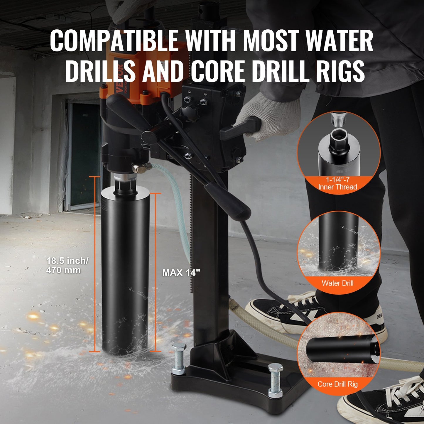 Wet Diamond Core Drill Bit 4.25 Inch for Concrete Brick with 14 Inch Depth
