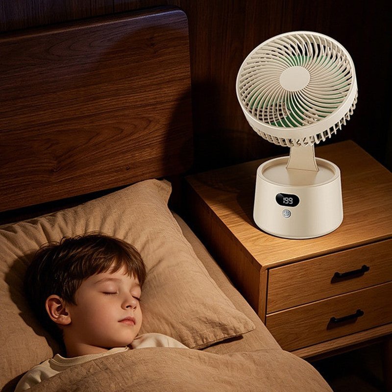 Automatic Oscillating Fan for Home Office Outdoor Use - Quiet, USB & Battery Powered