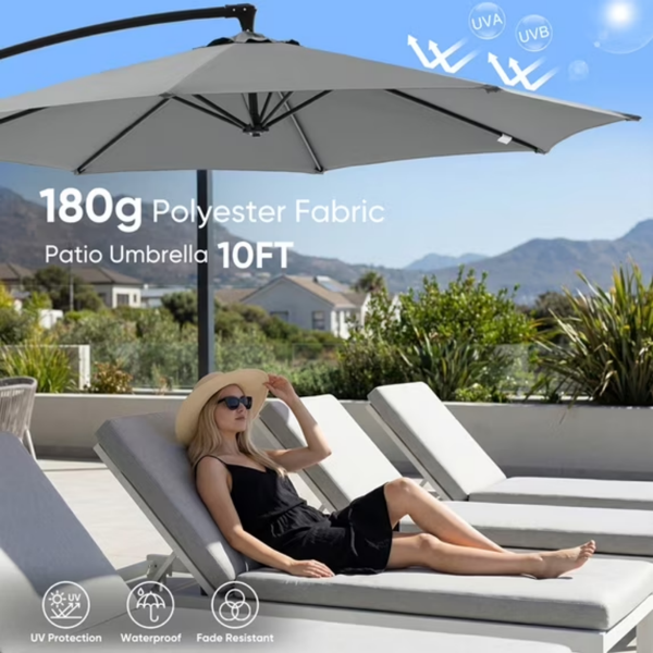 10ft Outdoor Patio Umbrella with Aluminum Stand UV Protection for Garden & Pool Gray