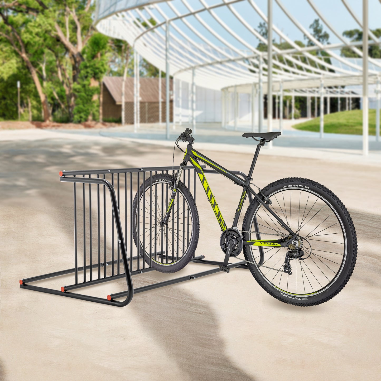 Heavy-Duty Outdoor Bike Rack - Freestanding Steel Storage Stand for 10 Bikes